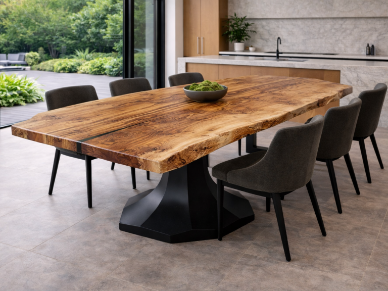 Oak Oak live edge resin dining table by INSIGNI
