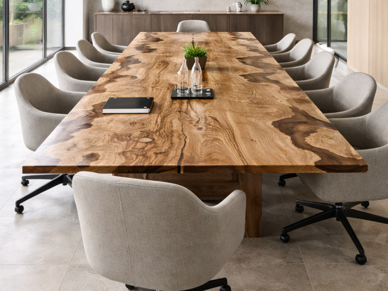 Chestnut Chestnut live edge resin boardroom table by INSIGNI