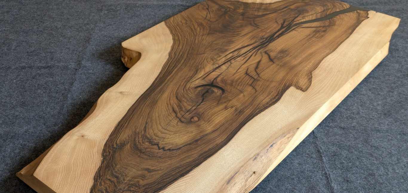 Obsidian II walnut live edge table by INSIGNI
