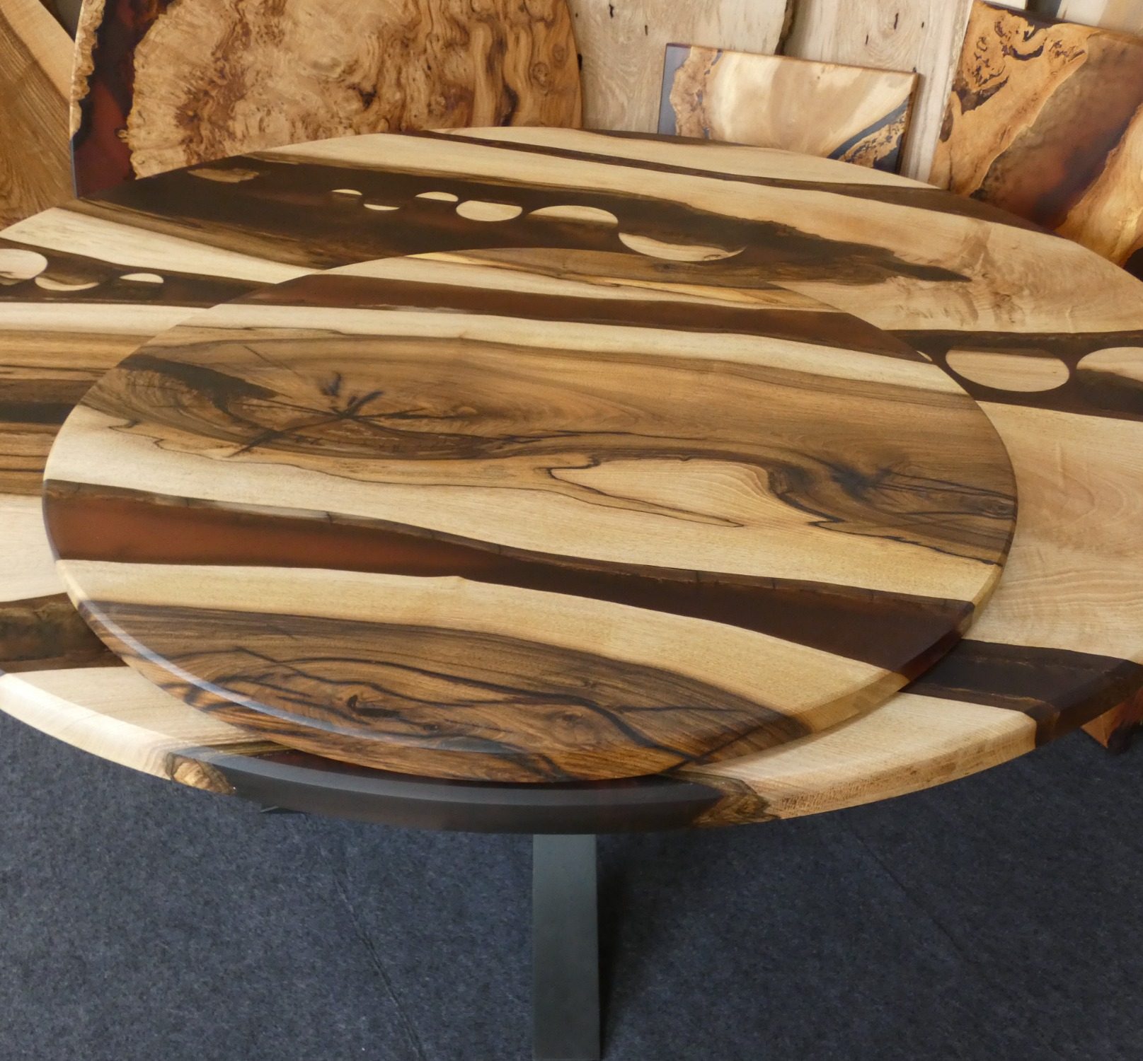 Shadow and Eclipse Walnut and resin coffee table hand made in Northern Ireland