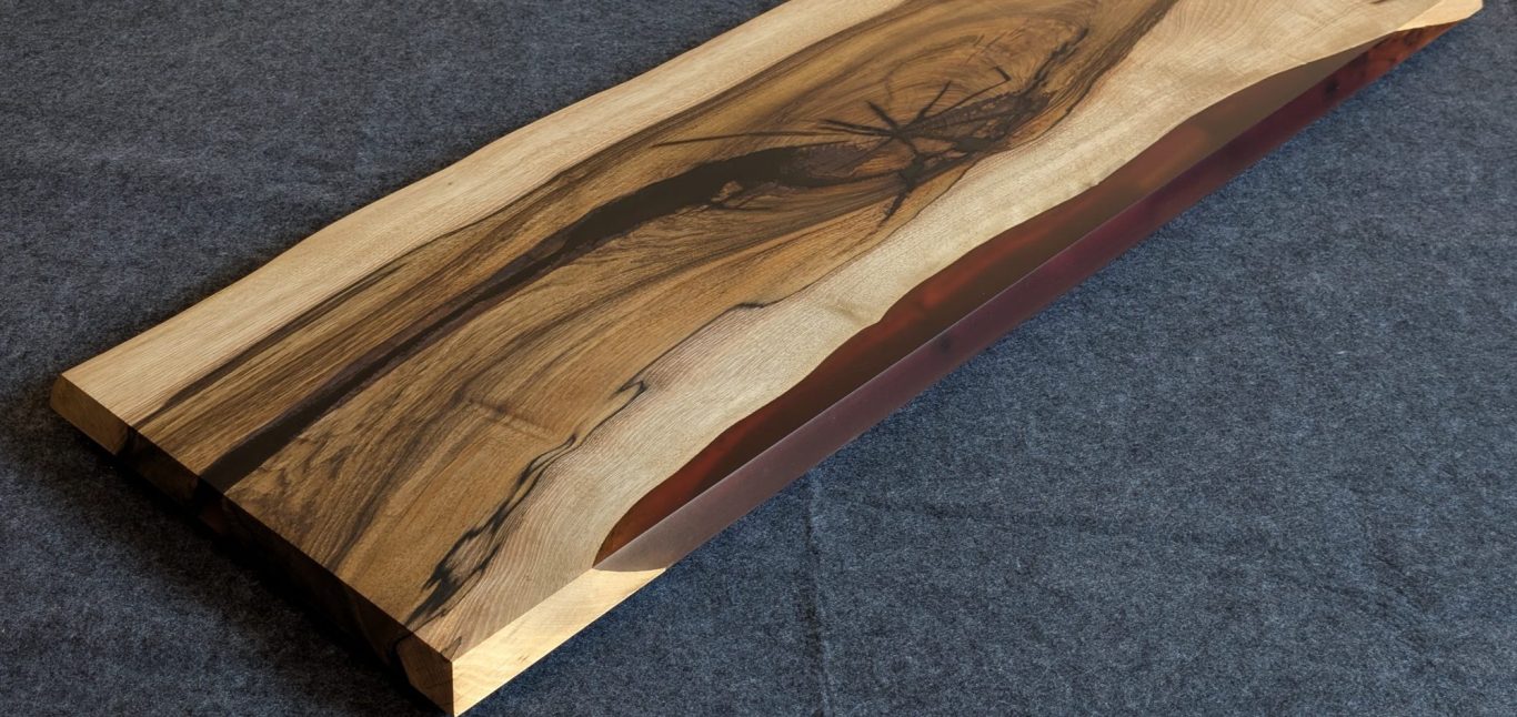 Drift 3/3 Walnut and resin live edge coffee table hand made in Northern Ireland