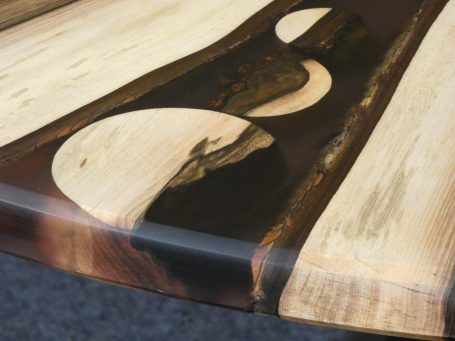 Eclipse Walnut and resin inserts detail